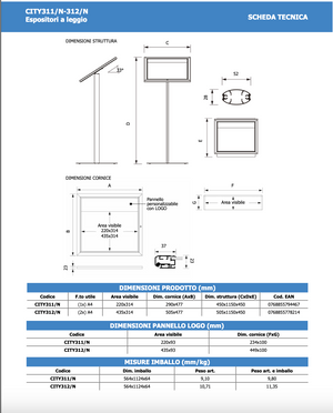 Leggio Menu per esterni Nero Ristoranti Alberghi Bed and Breakfast 2 x A4