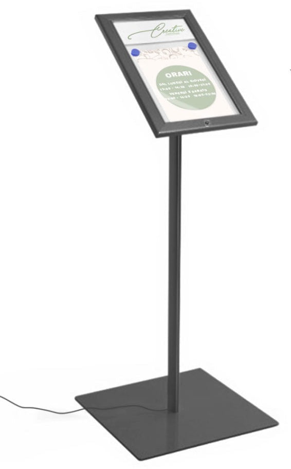 Leggio Menu per esterni Led Nero Ristoranti Alberghi A4