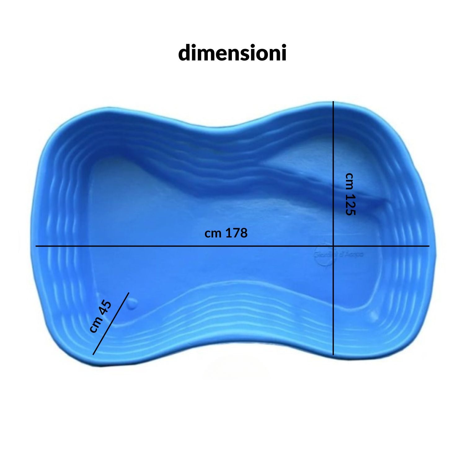Laghetto da giardino bolsena azzurro litri 600 da 178x125xh45