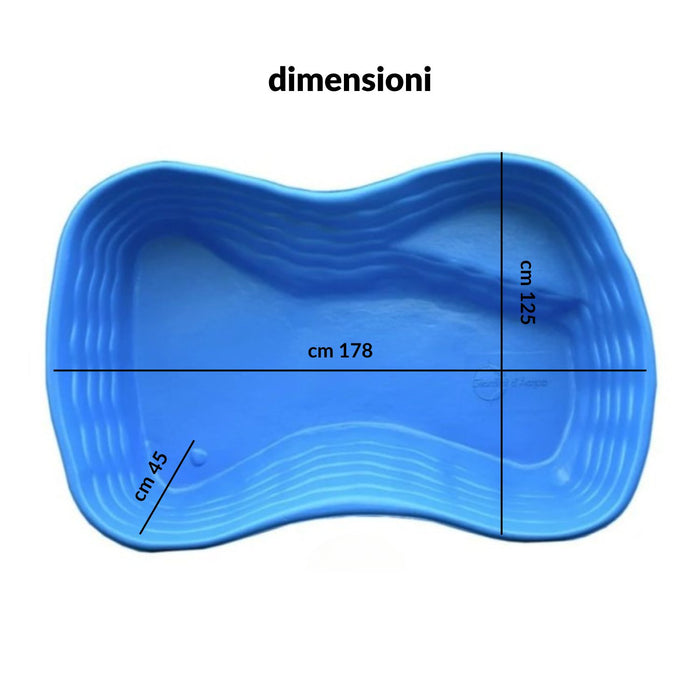 Laghetto da giardino bolsena azzurro litri 600 da 178x125xh45
