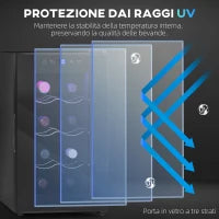 Cantinetta Vino Refrigerata per 8 Bottiglie, Capacità 21L, Display Touch e Ripiani Regolabili, Nero