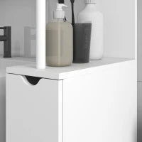 Mobiletto Colonna Bagno, Mobile Bagno con Cassetti, Mensole Aperte, Armadietto, 15 x 33 x 136,5 cm, Bianco
