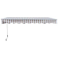 Tenda da Sole per Esterno Regolazione con Manovella, 295x245cm, Beige e Bianco