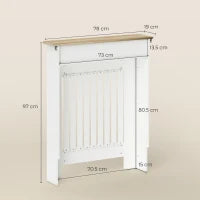 Copritermosifone a Doghe Antiribaltamento con Cassetto, in Legno, 78x19x97 cm, Bianco