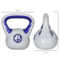 Kettlebell 6kg con Rivestimento Morbido e Base Piatta in PU e Sabbia, 20x13x22cm, Viola