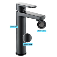 Miscelatore rubinetto africa per lavabo con bocca alta ottone nero opaco bagno *** confezione 1