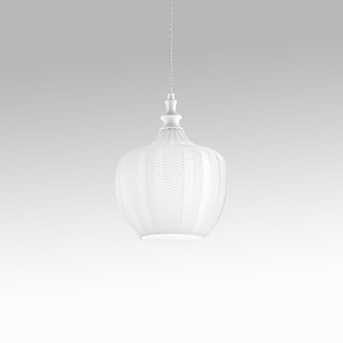 Cleofe - Lampada a sospensione in vetro bianco trasparente e bianco - Attacco 1XE27, stile vintage, IP20, 1XE27 max 1X60W, d.24cm, lampadine escluse