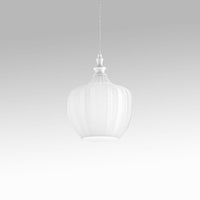 Cleofe - Lampada a sospensione in vetro bianco trasparente e bianco - Attacco 1XE27, stile vintage, IP20, 1XE27 max 1X60W, d.24cm, lampadine escluse
