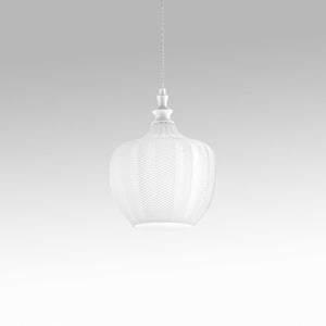 Cleofe - Lampada a sospensione in vetro bianco trasparente e bianco - Attacco 1XE27, stile vintage, IP20, 1XE27 max 1X60W, d.24cm, lampadine escluse