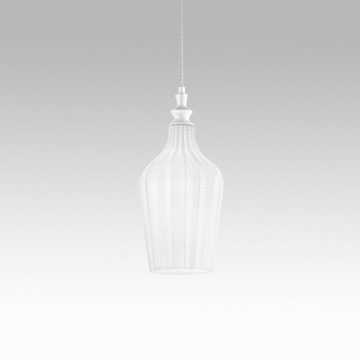 Cleofe - Lampada a sospensione in vetro bianco trasparente e bianco - Attacco 1XE27, stile vintage, IP20, 1XE27 max 1X60W, d.18cm, lampadine escluse