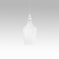 Cleofe - Lampada a sospensione in vetro bianco trasparente e bianco - Attacco 1XE27, stile vintage, IP20, 1XE27 max 1X60W, d.18cm, lampadine escluse