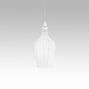 Cleofe - Lampada a sospensione in vetro bianco trasparente e bianco - Attacco 1XE27, stile vintage, IP20, 1XE27 max 1X60W, d.18cm, lampadine escluse