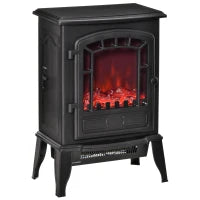Camino Elettrico con Effetto Fiamma, Temperatura Regolabile 1000W-2000W, Copertura 20-25m², 39x24x56.5cm, Nero