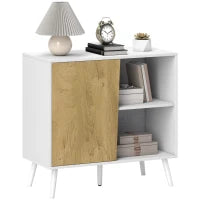 Credenza Moderna con Armadietto e Vano Portaoggetti, in Legno, 80x39x76 cm, Bianco