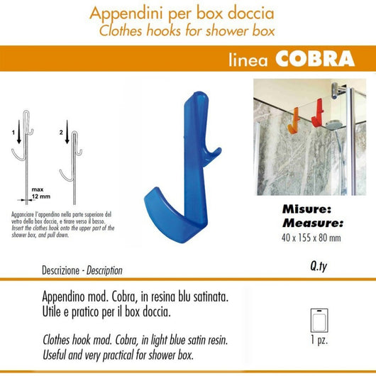 Pika shop appendino per box doccia modello cobra azzurro