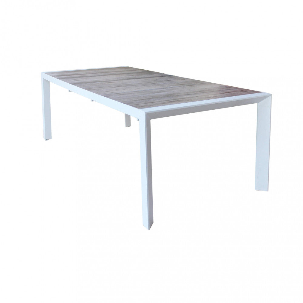 Tavolo Alluminio E Gres Bianco Portland 175/235X100 Cm