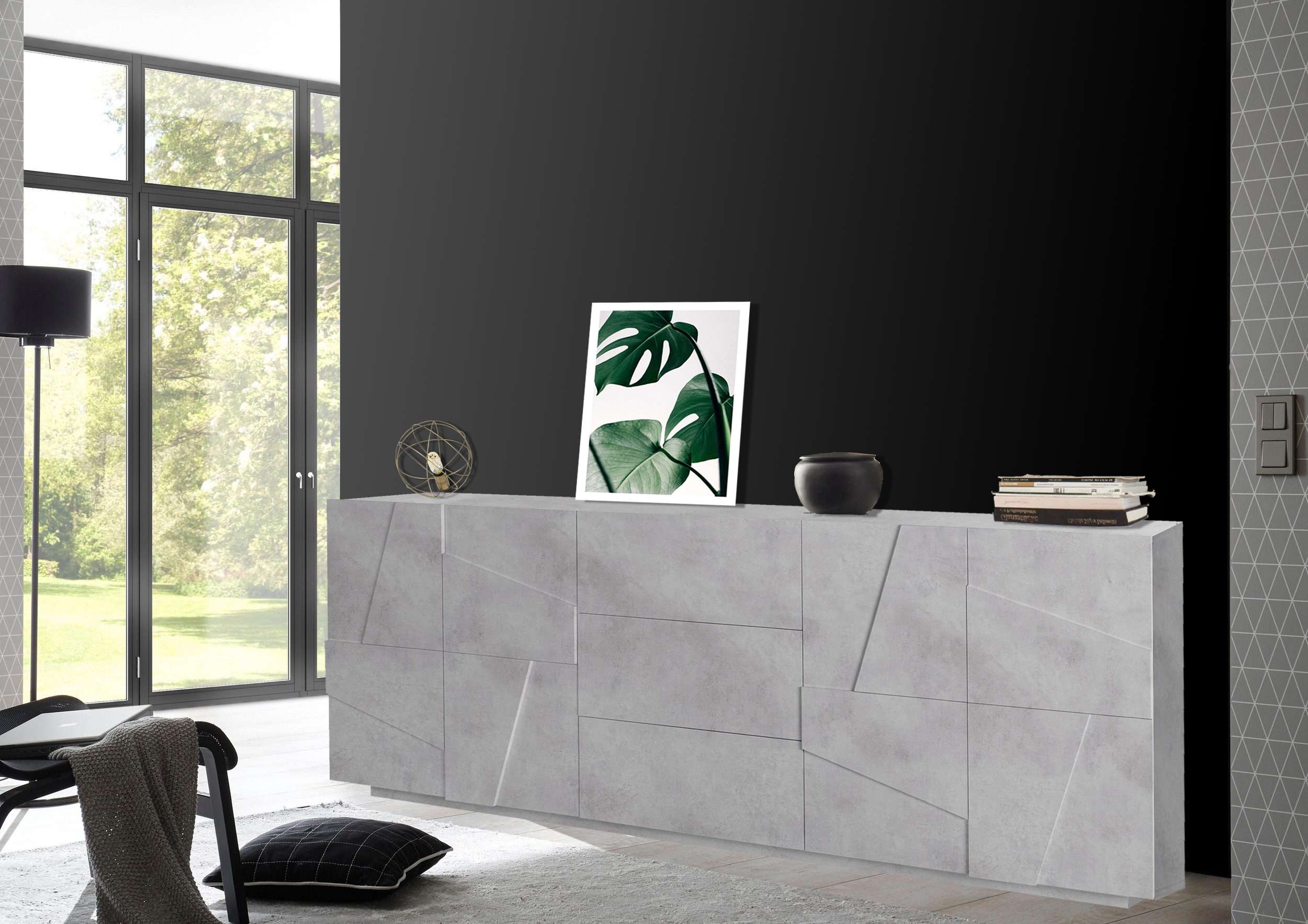 Mobile PING L 224.1 x H 86 x P 44.2 cm grigio cemento