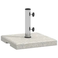Base per Ombrellone da Giardino 25kg per Pali da Ø32mm, Ø38mm e Ø48mm, in Granito e Acciaio Inox, 38x38x38 cm, Grigia