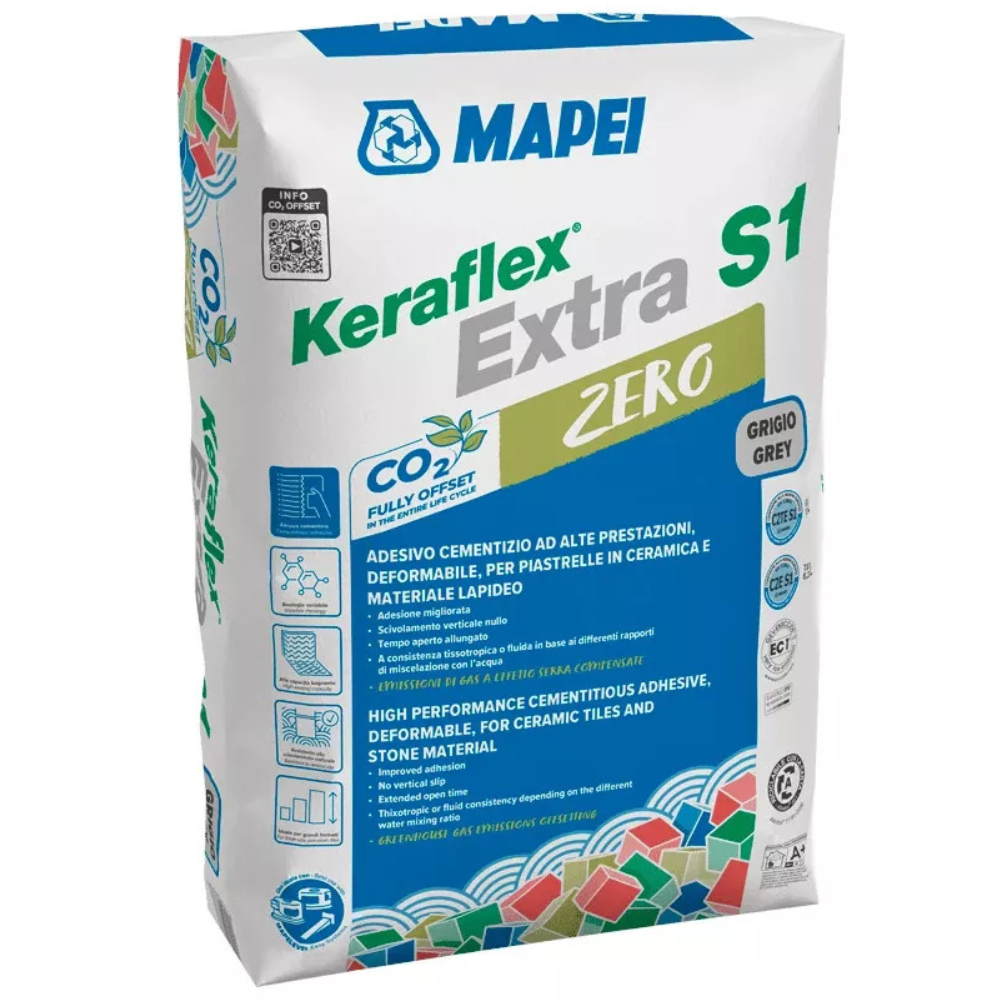 Adesivo piastrelle keraflex extra s1 zero colore grigio mapei - sacco 25 kg
