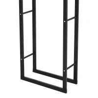 Porta Legna Verticale in Metallo Nero da Interni ed Esterni con Portata 100 kg max, 40x25x150 cm