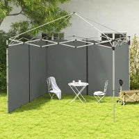 Set 2 Pareti Gazebo 3x3 e 3x6 m in Tessuto Oxford con Porte a Cerniera, 295x195 cm, Grigio Scuro