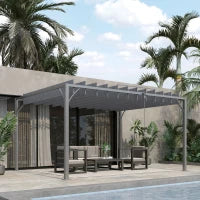 Pergola 4 x 3 m Bioclimatica con Lamelle Orientabili, Design Contemporaneo, Anti-UV 50+, Alluminio, Grigio