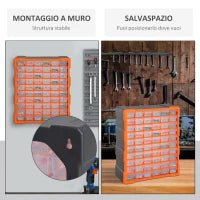 DURHAND Cassettiera Box Officina Muro in Plastica Porta Minuteria 60 cassetti Multiuso 38 × 16 × 47.5cm