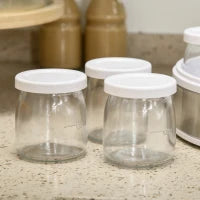 Yogurtiera 20W da 1.5L con 7 Vasetti e Display a Pulsanti, in Acciaio Inox e Plastica, 24x24x13 cm, Bianca