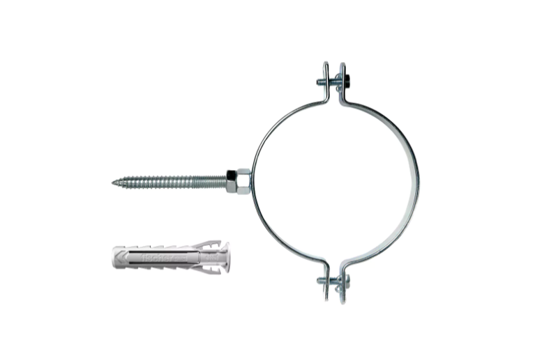 COLLARE PER TUBI STRETTO-LARGO COMPLETO DI VITE E TASSELLO FISCHER - CPE-SL 110 V