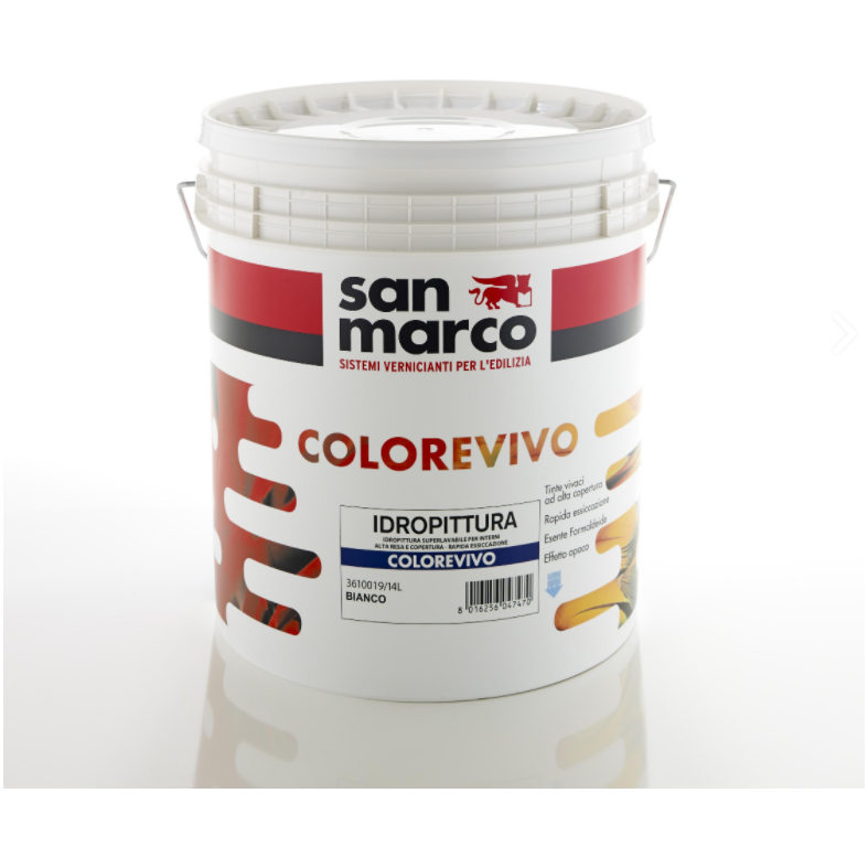Colorevivo Bianco, Idropittura Superlavabile Per Interni - Lt. 14