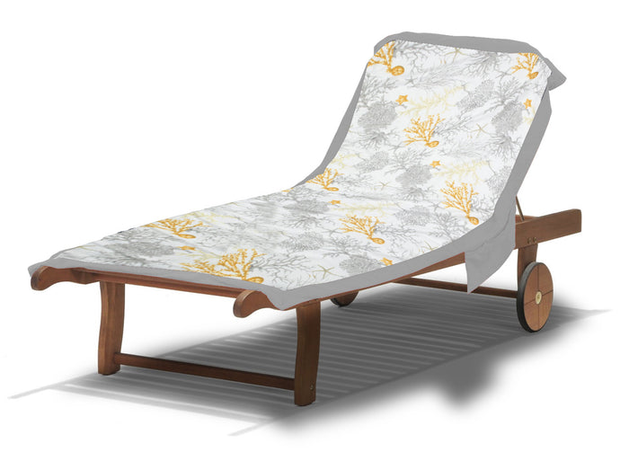 Telo Mare In Microfibra Da Lettino Con Cuscino Modello Comodo Coralli Grigio