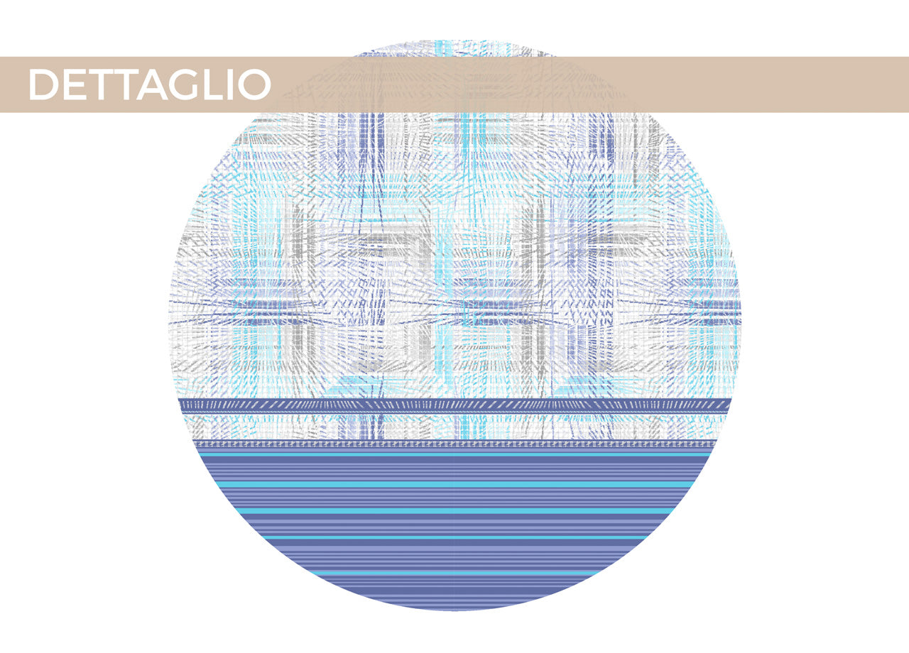 Completo Lenzuola Letto 100% Cotone Made Italy Disegno Astra CN - Matrimoniale - Azzurro