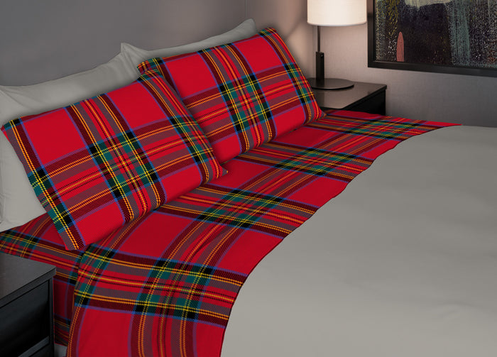 Completo Lenzuola In Morbida Flanella Made Italy Disegno Natalizio Scozzese C.N - Piazza Mezza - Scozzese