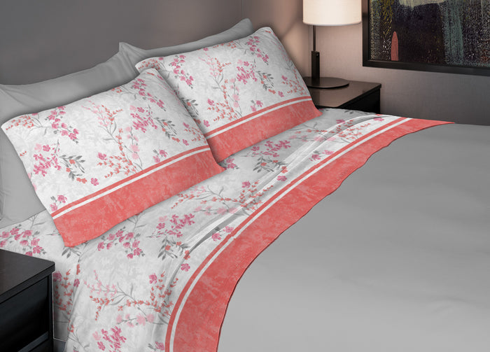 Completo Lenzuola In Morbida Flanella Made Italy Disegno Venezia C.N - 2 Piazze - Rosa