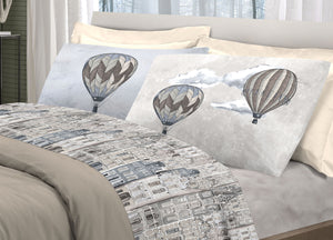 Completo Lenzuola Linea Pensieri Delicati 100% Cotone Disegno Volare - Singolo - Beige