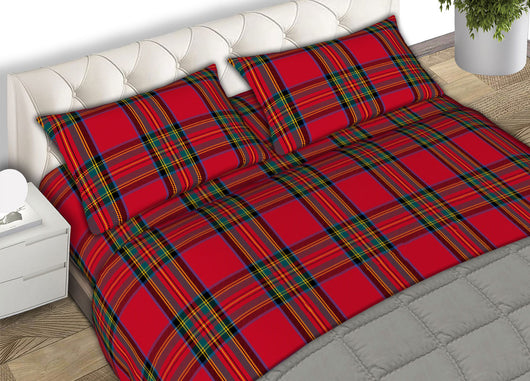 Completo Lenzuola In Morbida Flanella Made Italy Disegno Scozzese C.N