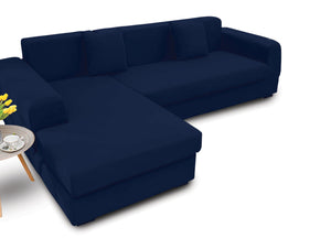 Copridivano Antimacchia Elasticizzato Penisola Componibile Tinta Unita Modello Perfetto - 2 Posti - Blu