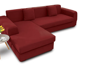 Copridivano Antimacchia Elasticizzato Penisola Componibile Tinta Unita Modello Perfetto - Poltrona - Bordeaux