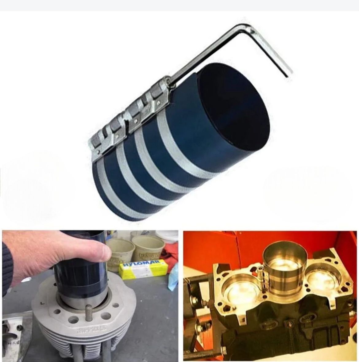 COMPRIMI STRINGI FASCE ELASTICHE PER SEGMENTI PISTONI CILINDRI90-175mm 6"