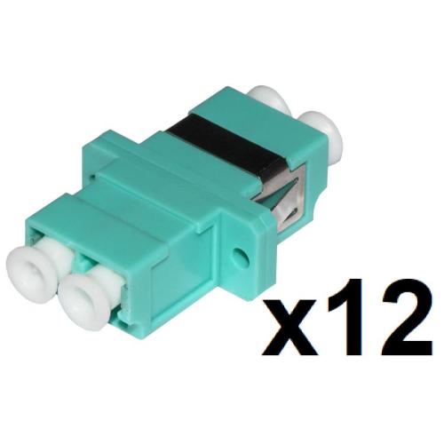 CONFEZIONE 12 ADATTATORI FIBRA OTTICA LC/LC MULTIMODE DUPLEX OM3 (L...