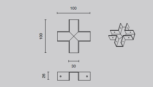 CONNETTORE A 4 "X" COLORE NERO  PER GIUNZIONE MECCANICA PER SISTEMA BINARIO