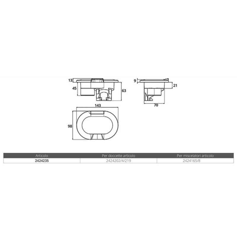 CONTENITORE DOCCETTA E MISCELATORE