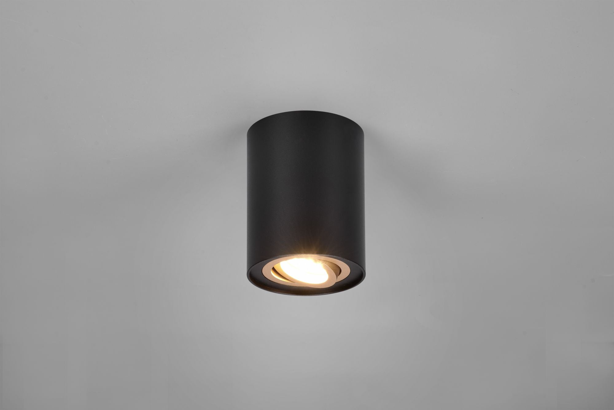 COOKIE CILINDRO SPOT ORIENTABILE NERO + ORO D. 9,6CM H. 12,5CM  1 LUCE ATTACCO GU10