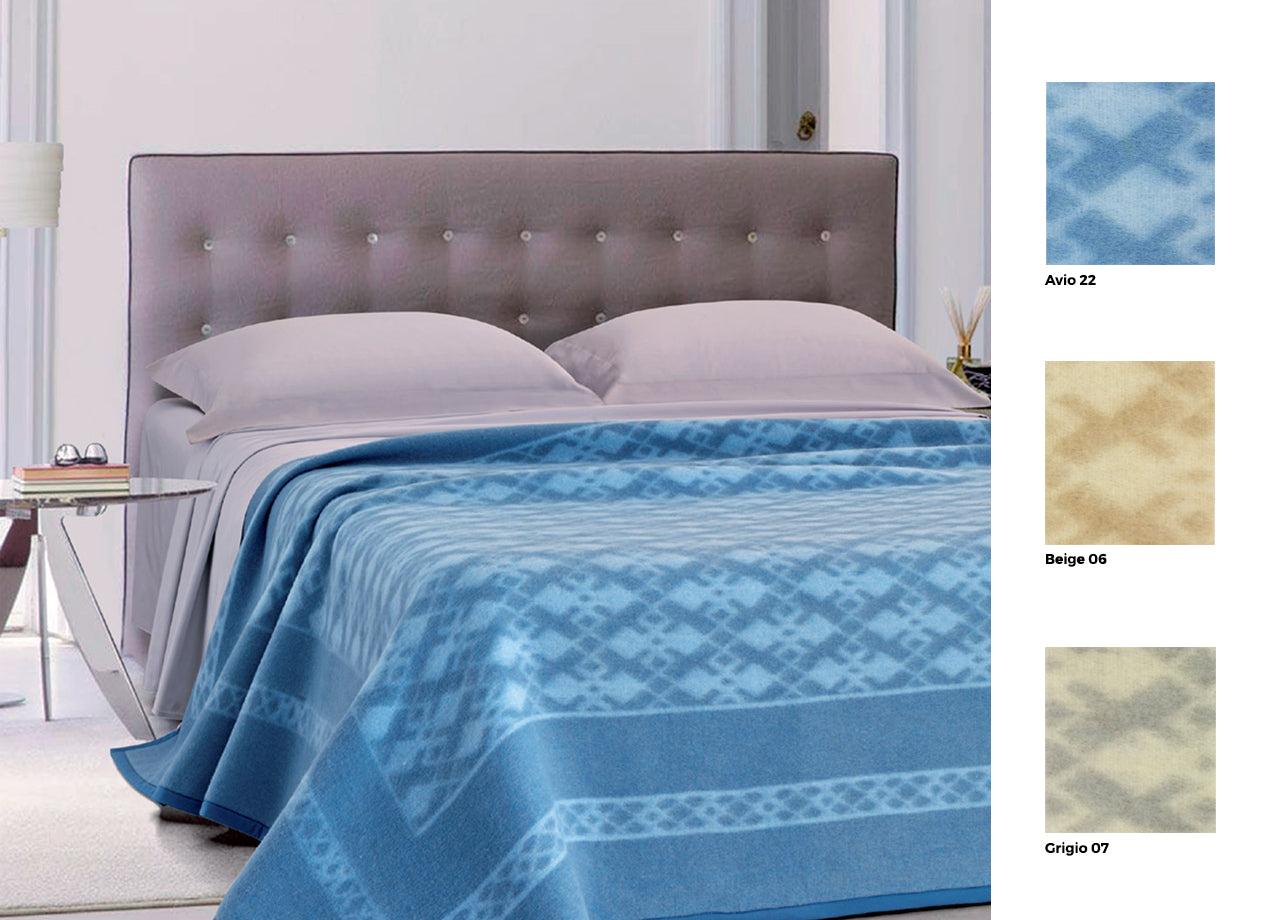 Coperta Jacquard in Misto Lana Modello Odil - 1 Piazza e Mezza - Beige 06