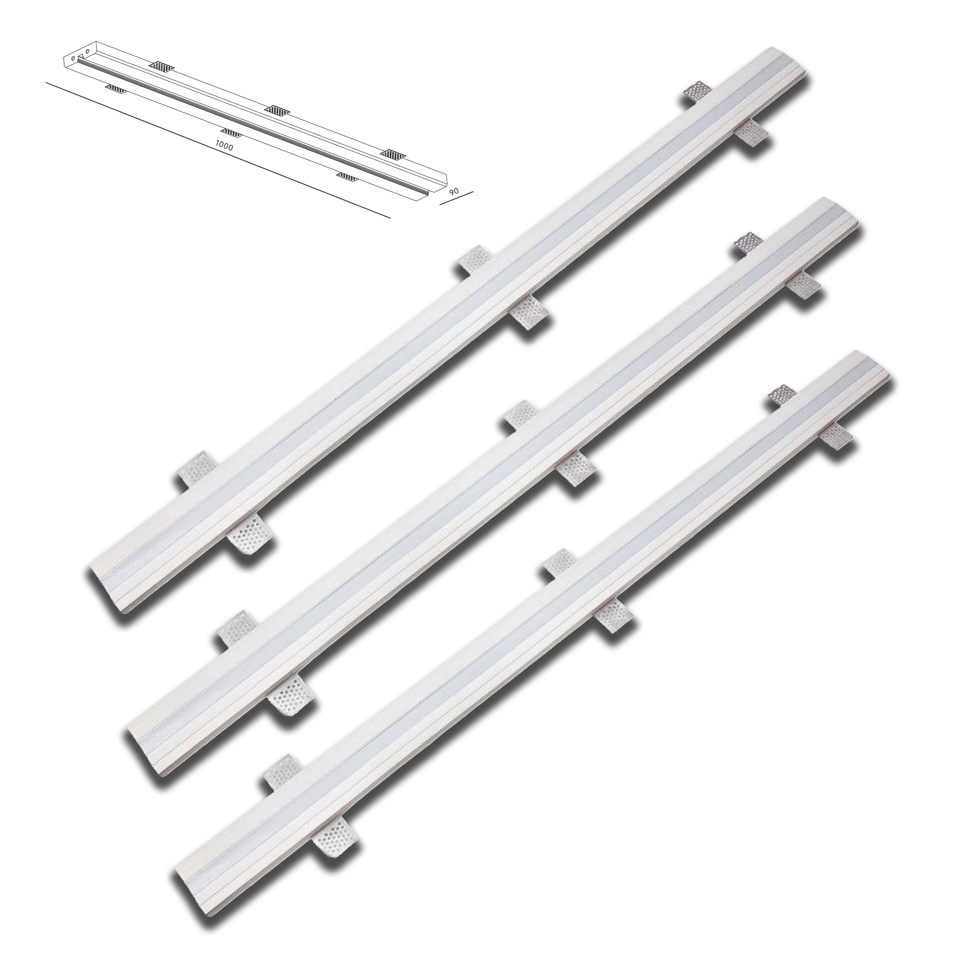 *STOCK* n.3 metri (3 barre da 1mt)  Striscia In Gesso Ceramico predisp. LED  90x1000mm