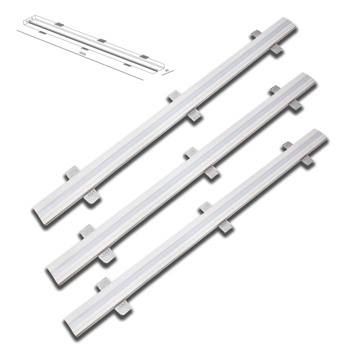 *STOCK* n.3 metri (3 barre da 1mt)  Striscia In Gesso Ceramico predisp. LED  90x1000mm