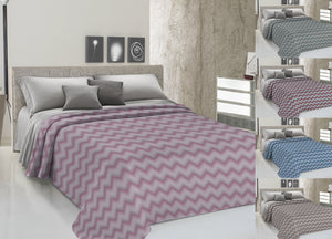Copriletto Piquet Primavera Estate 100% Cotone Disegno 7672 Zig Zag - 1 Piazza e Mezza - Rosa