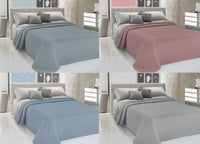 Copriletto Piquet Primavera Estate 100% Cotone Disegno 8026 - 1 Piazza e Mezza - Blu