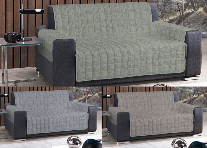 Copridivano Imbottito Trapuntato Sofà Antimacchia Made Italy Botanico - Poltrona - Beige