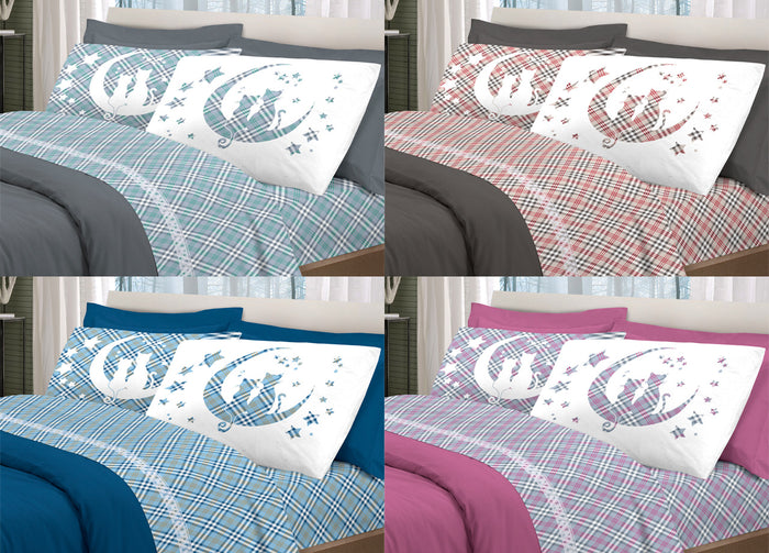 Completo Lenzuola Letto Pensieri Delicati 100% Cotone Dillo Alla Luna - Piazza E Mezza - Rosa